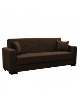 Καναπές-κρεβάτι με αποθηκευτικό χώρο τριθέσιος Vox pakoworld καφέ ύφασμα 214x82x83εκ