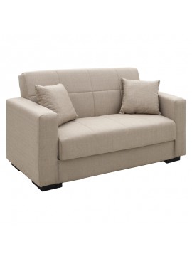 Καναπές-κρεβάτι με αποθηκευτικό χώρο διθέσιος Vox pakoworld κρεμ ύφασμα 154x82x83εκ