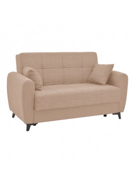 Καναπές-κρεβάτι με αποθηκευτικό χώρο διθέσιος Lincoln pakoworld μπεζ ύφασμα 165x75x85εκ