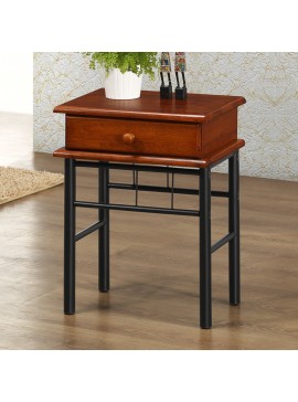 Κομοδίνο με συρτάρι Marcole pakoworld ξύλο σε καρυδί απόχρωση-μαύρο μέταλλο 45x33x58εκ