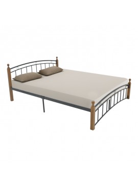 Κρεβάτι Clarive pakoworld ξύλο σε καρυδί απόχρωση-μαύρο μέταλλο 160x200εκ