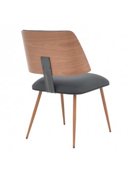 Καρέκλα Sane Intrahome μαύρο pu-πόδι καρυδί μέταλλο 53x62.5x85εκ INTRAPA-443111113