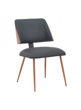 Καρέκλα Ubane pakoworld μαύρο pu-πόδι καρυδί μέταλλο 53x62.5x85εκ