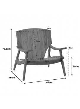 Πολυθρόνα Zoxo Intrahome καρυδί teak ξύλο 72x71x77εκ INTRAPA-446111113
