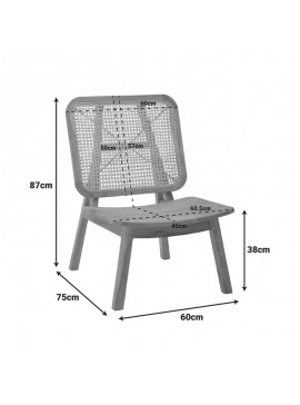 Πολυθρόνα Teur Intrahome φυσικό teak ξύλο-φυσικό rattan 60x75x87εκ INTRAPA-446111114