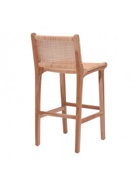 Σκαμπό μπαρ μεσαίου ύψους Sion Intrahome teak ξύλο-φυσικό rattan σε φυσική απόχρωση 40x47x89εκ INTRAPA-447111115
