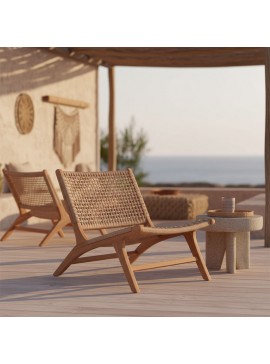 Πολυθρόνα Mero Intrahome σκελετός teak ξύλο με pe σχοινί σε φυσική απόχρωση 65x78x68εκ INTRAPA-447111123