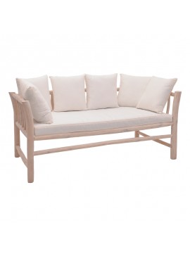 Καναπές διθέσιος Suon Intrahome teak ξύλο σε φυσική απόχρωση με μπεζ ύφασμα 167x80x71εκ INTRAPA-447111136