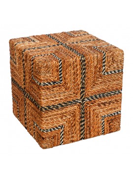 Σκαμπό Lerkmon Inart ψαθα σε φυσική απόχρωση 40x40x40εκ