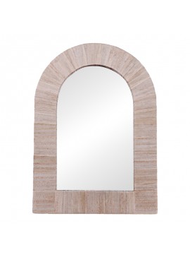 Καθρέπτης Koin Inart μπανάνα ξύλο σε φυσική απόχρωση 78x78x8εκ