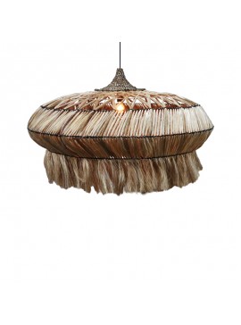 Φωτιστικό οροφής Merdone Inart abaca ξύλο σε φυσικό χρώμα Φ110x65εκ