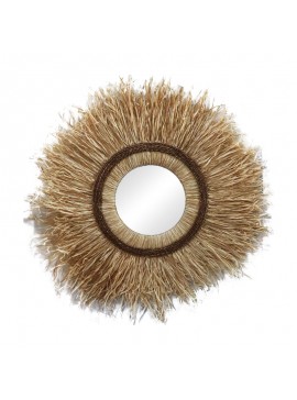 Καθρέπτης Tabrane Inart sisal σε φυσικό χρώμα Φ110x4εκ