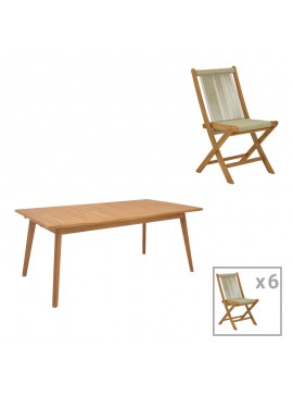 Intrahome Τραπεζαρία 7 τεμ. Banou-Pino Intrahome teak ξύλο σε φυσική απόχρωση 180/240x100x75εκ | SKU: INTRAPA-451111138