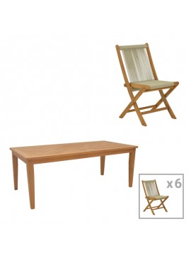 Intrahome Τραπεζαρία σετ 7τεμ. Banou-Mady Intrahome teak ξύλο σε φυσική απόχρωση 200x100x75εκ | SKU: INTRAPA-451111142