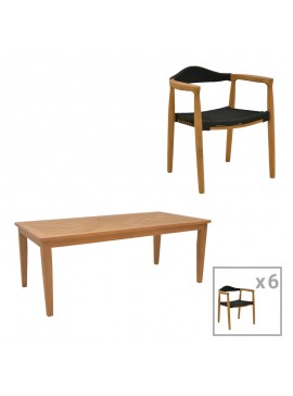 Intrahome Τραπεζαρία σετ 7τεμ. Ganny-Mady Intrahome teak ξύλο σε φυσική-μαυρη απόχρωση 200x100x75εκ | SKU: INTRAPA-451111145