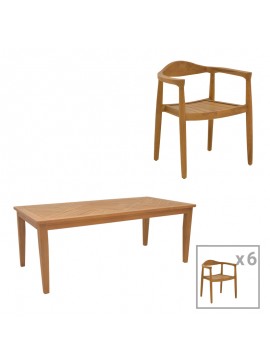 Intrahome Τραπεζαρία σετ 7τεμ. Ganny-Mady Intrahome teak ξύλο σε φυσική απόχρωση 200x100x75εκ | SKU: INTRAPA-451111146