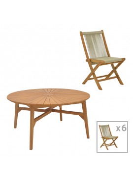 Intrahome Τραπεζαρία 7τεμ. Banou-Colen Intrahome teak ξύλο σε φυσική απόχρωση Φ150x75εκ | SKU: INTRAPA-451111148