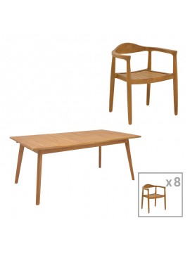Intrahome Τραπεζαρία 9 τεμ. Ganny-Pino Intrahome teak ξύλο σε φυσική απόχρωση 180/240x100x75εκ | SKU: INTRAPA-451111152