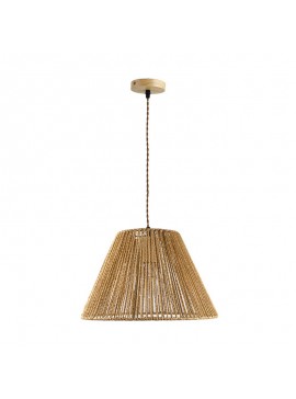 Φωτιστικό οροφής μονόφωτο Lubuto pakoworld μέταλλο-σχοινί σε φυσική απόχρωση Φ34.5x23εκ