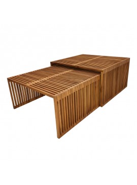 Τραπέζι Tinnie I pakoworld σετ 2τεμ teak ξύλο σε φυσική απόχρωση