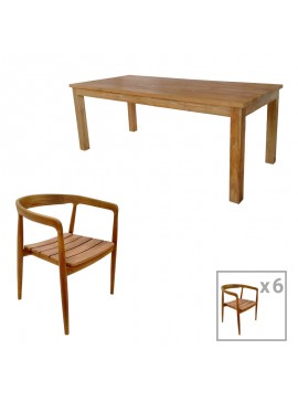 Intrahome Τραπεζαρία 7τεμ.Noody-Wooly Intrahome teak ξύλο σε φυσική απόχρωση | SKU: INTRAPA-454111147