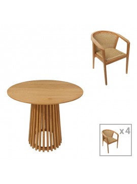 Intrahome Τραπεζαρία Granny-Kenda Intrahome σετ 5τεμ σε φυσική-μπεζ απόχρωση Φ80x75εκ | SKU: INTRAPA-454111187