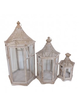 Φανάρια Tally Inart σετ 3τεμ αλουμίνιο σε καφέ απόχρωση