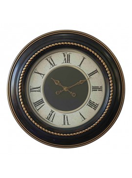 Ρολόι τοίχου Retta Inart σε μαύρη αντικέ και χρυσή απόχρωση Φ60.8x5.6εκ