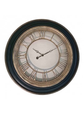 Ρολόι τοίχου Nopla Inart σε μάυρη αντικέ και χρυσή απόχρωση Φ60.2x5.6εκ