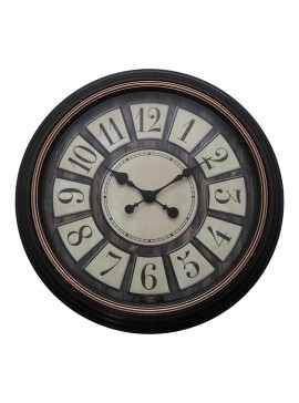 Ρολόι τοίχου Docto Inart σε μαύρη αντικέ απόχρωση Φ55.8x5.2εκ