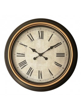 Ρολόι τοίχου Plasma Inart σε μαύρη αντικέ και χρυσή απόχρωση Φ63.5x5.6εκ