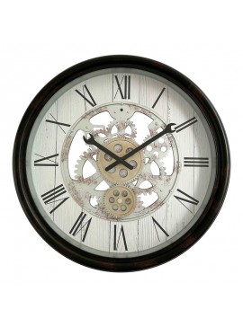 Ρολόι τοίχου Rabby Inart σε μαύρη αντικέ απόχρωση Φ45.3x6.5εκ