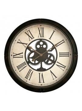 Ρολόι τοίχου Candal Inart σε μαύρη αντικέ απόχρωση Φ45.7x5.2εκ