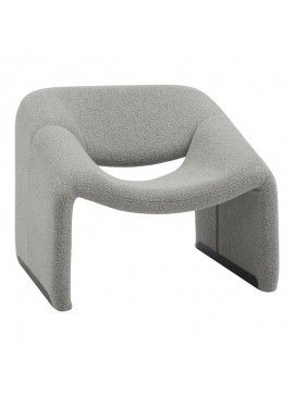 Πολυθρόνα Clous pakoworld μπουκλέ ύφασμα σε ανοιχτή γκρι απόχρωση 86x77x73.5εκ
