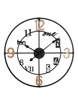 Ρολόι τοίχου Plusser Inart μέταλλο σε μαύρη απόχρωση 60x2.5x60εκ