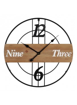 Ρολόι τοίχου Tabla Inart μέταλλο σε μαύρη απόχρωση 60x3x60εκ