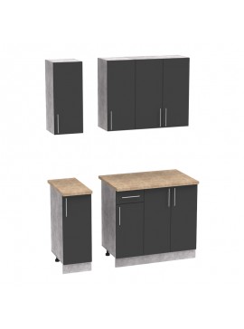 Σύνθεση κουζίνας Festa II pakoworld μελαμίνη σε ανθρακί και πάγκο σε sonoma απόχρωση 120x60x85εκ