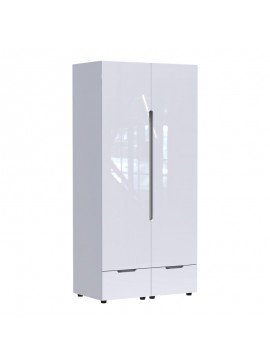 Ντουλάπα δίφυλλη Afina pakoworld mdf σε λευκή glossy απόχρωση 100x57x213εκ