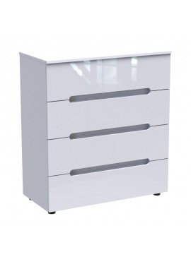 Συρταριέρα Afina pakoworld mdf σε λευκή glossy απόχρωση 90x44x101εκ