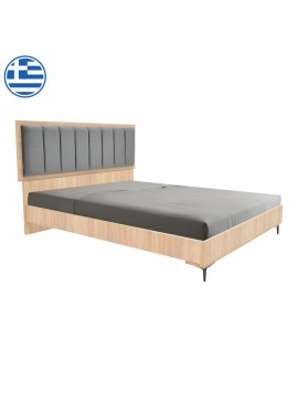 Κρεβάτι διπλό Monacol pakoworld σε φυσική με ανθρακί απόχρωση 160x200εκ