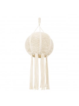 36214 GloboStar®  36214 EGYPT Boho Καπέλο Φωτιστικού- Μακραμέ Πλεκτό Χειροποίητο Μπεζ Βαμβακερό Νήμα - Μ30 x Π30  x Υ75cm