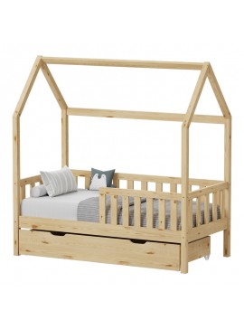 Παιδικό κρεβάτι Bendina τ. Montessori με συρτάρι pakoworld ξύλο πεύκου σε φυσική απόχρωση 70x140εκ