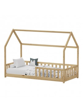 Παιδικό κρεβάτι Callan τ. Montessori με κιγκλίδωμα pakoworld ξύλο πεύκου σε φυσική απόχρωση 90x190εκ