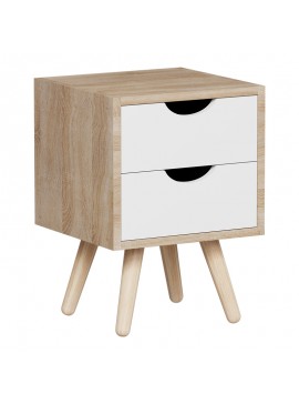 Κομοδίνο Selma pakoworld σε sonoma-λευκή απόχρωση 29.7x29.7x45εκ