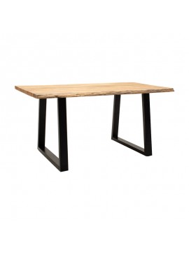 Τραπέζι Miles Slim pakoworld μασίφ ξύλο ακακίας σε φυσική απόχρωση με μαύρα μεταλλικά πόδια 160x90x76εκ