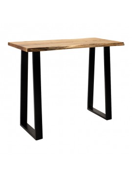 Τραπέζι μπαρ Miles pakoworld μασίφ ξύλο ακακίας 3.7-4εκ σε φυσική απόχρωση με μαύρα μεταλλικά πόδια 120x53x97εκ