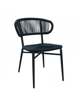 Intrahome Καρέκλα στοιβαζόμενη Agus Intrahome αλουμίνιο-pe rattan σε μαύρη απόχρωση 55x63x77εκ | SKU: INTRAPA-484111122