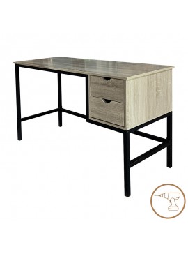 Γραφείο εργασίας Ramen pakoworld σε sonoma απόχρωση με μαύρα μεταλλικά πόδια 120x48x76εκ