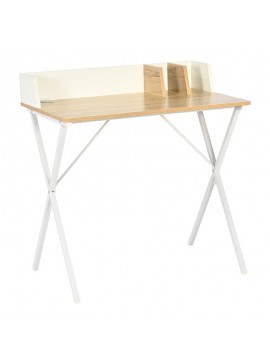 Γραφείο εργασίας Zervan pakoworld σε oak απόχρωση με πόδι λευκό μέταλλο 80x50x84εκ