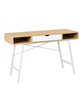 Intrahome Γραφείο εργασίας Yamin Intrahome σε oak απόχρωση με πόδι λευκό μέταλλο 120x48x76εκ | SKU: INTRAPA-486111115